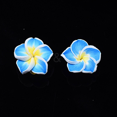 Handmade Polymer Clay 3D Flower Plumeria Beads CLAY-Q192-15mm-05-1