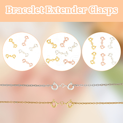 6Pcs 3 Colors 925 Sterling Silver Spring Ring Clasps STER-GO0001-15-1
