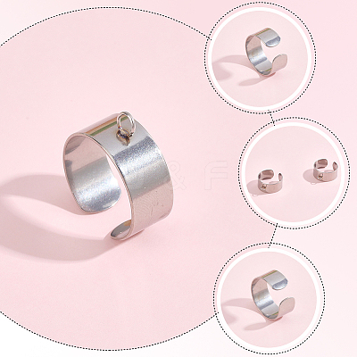 24Pcs 304 Stainless Steel Finger Ring Settings STAS-BBC0010-09B-1