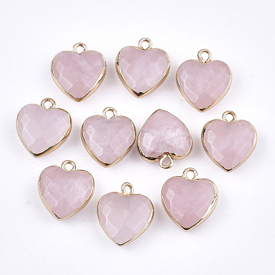 Electroplate Natural Rose Quartz Pendants X-G-T112-03H-1