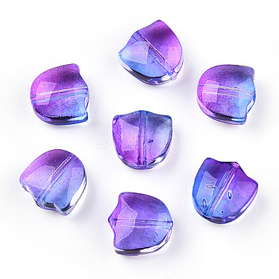 Two Tone Spray Painted Transparent Glass Beads GLAA-T022-26-B02-1