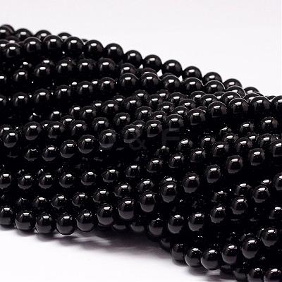 Natural Black Tourmaline Beads Strands G-P132-16-10mm-1
