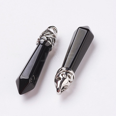 Natural Obsidian Pointed Pendants LS-G-P309-14-1