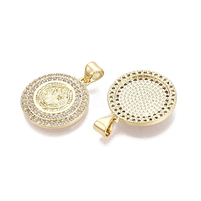 Religion Brass Micro Pave Clear Cubic Zirconia Pendants KK-N287-43G-02-1
