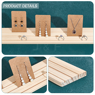 3-Slot Wood Earring Display Cards Stands ODIS-WH0070-01-1