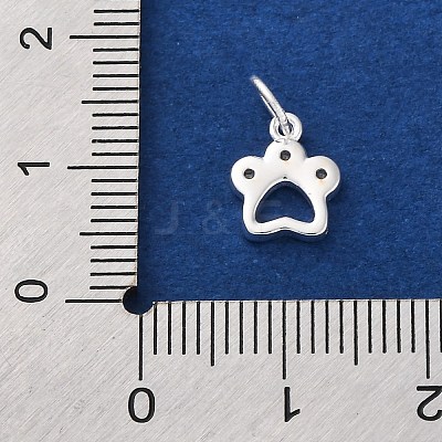 925 Sterling Silver Micro Pave Clear Cubic Zirconia Paw Print Charms STER-G045-20S-1