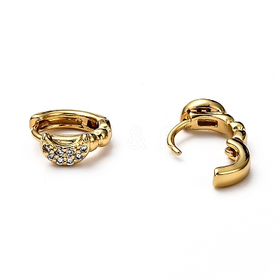 Brass Micro Pave Clear Cubic Zirconia Huggie Hoop Earrings EJEW-H121-14G-1