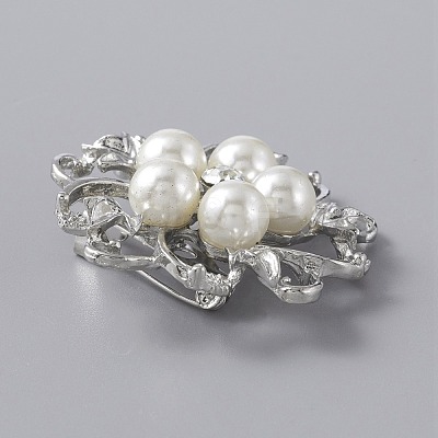 Exquisite ABS Plastic Pearl Flower Lapel Pin JEWB-WH0020-17P-1