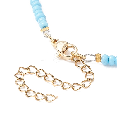 5Pcs 5 Style Glass & Plastic Word Beaded Necklaces Set NJEW-JN04316-1