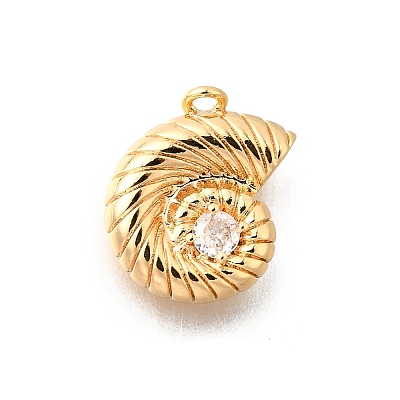 Brass Pave Clear Cubic Zirconia Charms KK-C096-14C-G-1