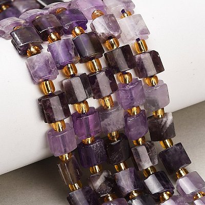 Natural Banded Amethyst Beads Strands G-F833-Q01-01-1
