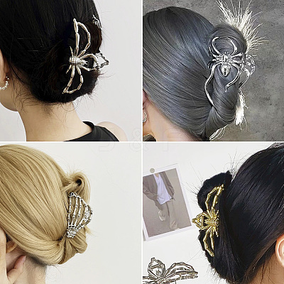 3Pcs 3 Style Halloween Alloy Claw Hair Clips for Women Girls AJEW-TA0001-91-1