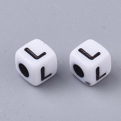 White Opaque Acrylic Beads X-MACR-R869-02L-1