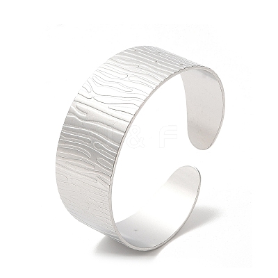 Non-Tarnish 304 Stainless Steel Textured Cuff Bangles for Women BJEW-L682-016P-1