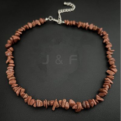 Synthetic Goldstone Chip Beaded Necklaces for Women IW6789-15-1