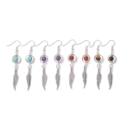4 Pairs 4 Styles Natural & Synthetic Mixed Gemstone Dangle Earrings Set EJEW-TA00346-1