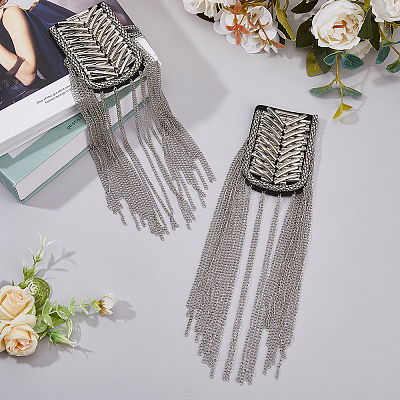 2Pcs Fashionable Iron Tassel Epaulettes FIND-FH0009-47-1