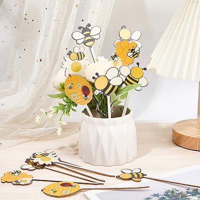 14Pcs Wooden Cake Toppers Decorations DIY-CN0005-56A-1