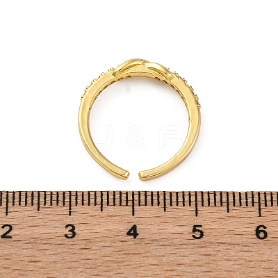 Brass Micro Pave Clear Cubic Zirconia Cuff Finger Rings RJEW-G337-22G-1
