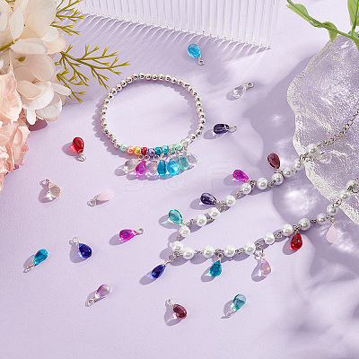 72Pcs 12 Color Transparent Glass Charms FIND-PH0010-97-1