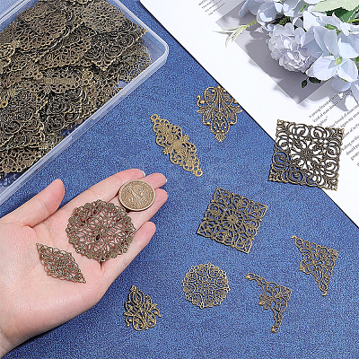 120Pcs 10 Styles Iron Filigree Joiners IFIN-PH0002-45-1