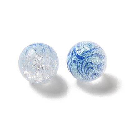 Duotone Spray Painted Crackle Acrylic Beads OACR-G029-02E-1