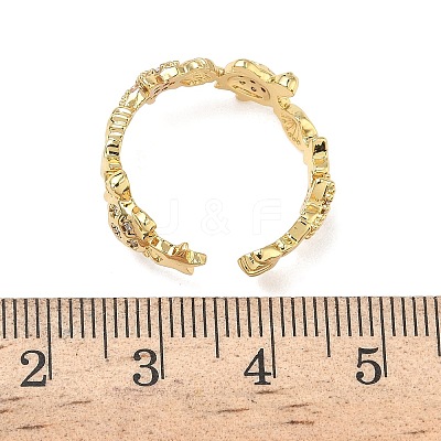 304 Stainless Steel Cubic Zirconia Cuff Open Rings for Women RJEW-Z122-02G-02-1