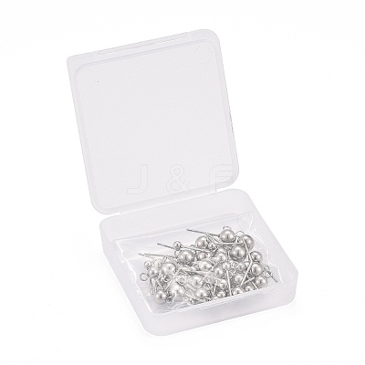 Non-Tarnish 40Pcs 4 Styles 202 Stainless Steel Ball Stud Earring Findings STAS-LS0001-13P-1