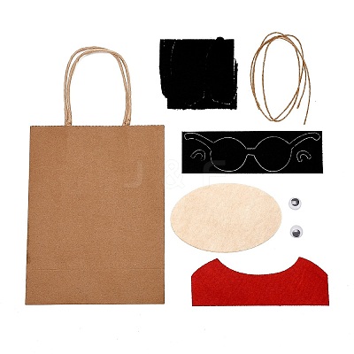 DIY Rectangle with Donkey Pattern Kraft Paper Bag Making Set DIY-F079-02-1