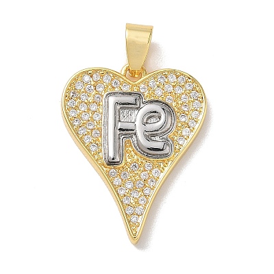 Two Tone Brass Micro Pave Clear Cubic Zirconia Pendants KK-L268-025G-04-1
