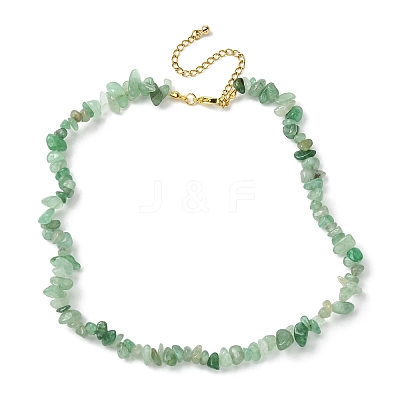 Natural Green Aventurine Chips Beaded Necklace NJEW-FZ00004-03-1