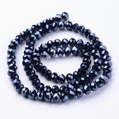 Full Plated Faceted Rondelle Electroplate Glass Beads Strands GLAA-A024D-FP02-1