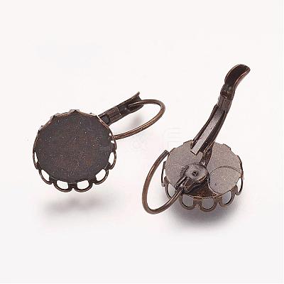 Vintage Brass Leverback Earrings Blank Base Cabochon Setting KK-M019-09AB-NR-1