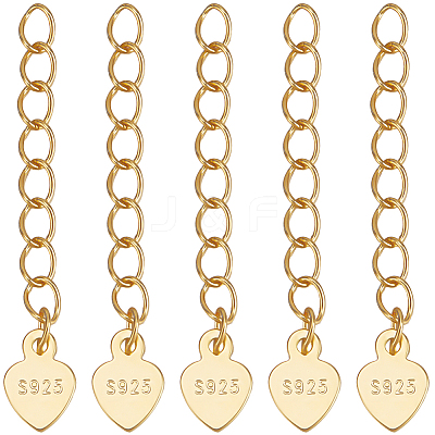 10Pcs 925 Sterling Silver Curb Chain Extenders STER-BBC0007-94A-1