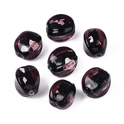 Handmade Silver Foil Lampwork Beads FOIL-T024-12A-1