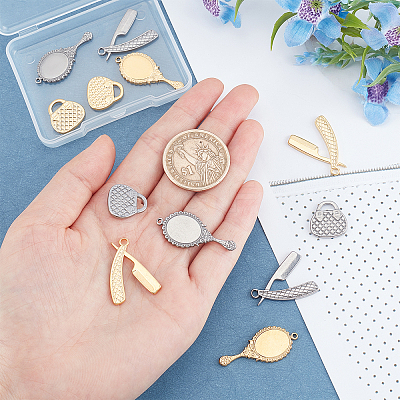 12Pcs 6 Style 304 Stainless Steel Pendants STAS-UN0027-36-1