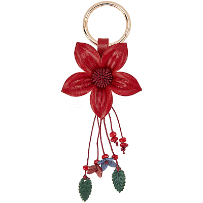 Leather and Alloy Keychain HJEW-WH20022-04A-03-1