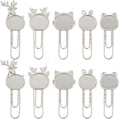 20Pcs 5 Styles Platinum Alloy Bookmark Cabochon Settings FIND-SC0015-20-1