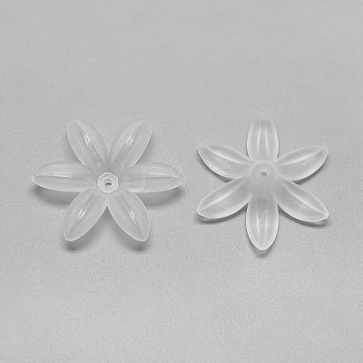 6-Petal Transparent Acrylic Bead Caps FACR-S018-SB518-1