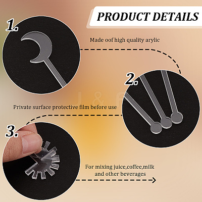 30Pcs 3 Style Transparent Acrylic Stirring Rods TACR-NB0001-30A-1
