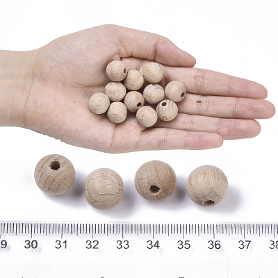 Undyed Natural Beech Wood Beads X-WOOD-T020-01B-1
