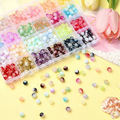 528Pcs 24 Style Mixed Style Glass Beads DGLA-YW0001-20-1