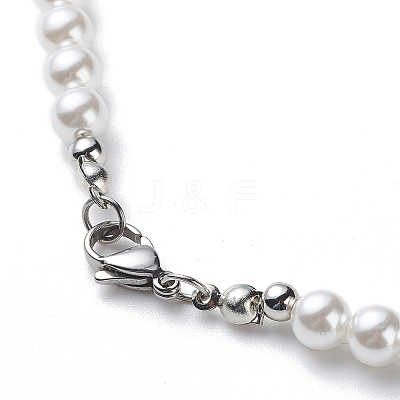 Plastic Pearl Daisy Pendant Dangle Earrings & Stretch Bracelet & Pendant Necklace SJEW-JS01256-1