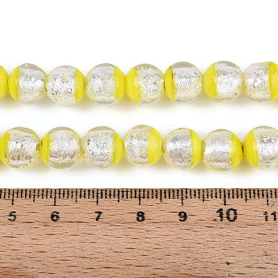 Luminous Handmade Lampwork Silver Foil Beads Strand FOIL-N029-03B-1
