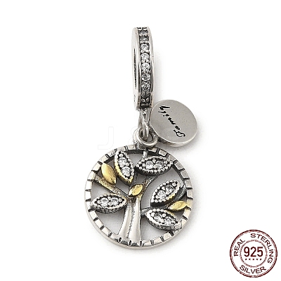 Thailand 925 Sterling Silver Micro Pave Clear Cubic Zirconia European Dangle Charms STER-NH0001-08AS-1