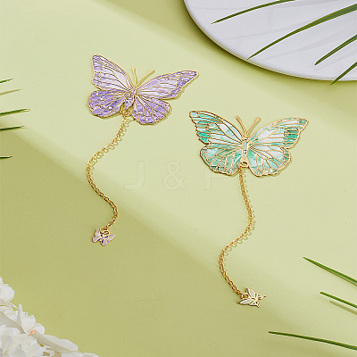 2Pcs 2 Colors Brass Bookmarks AJEW-LP0004-81B-1