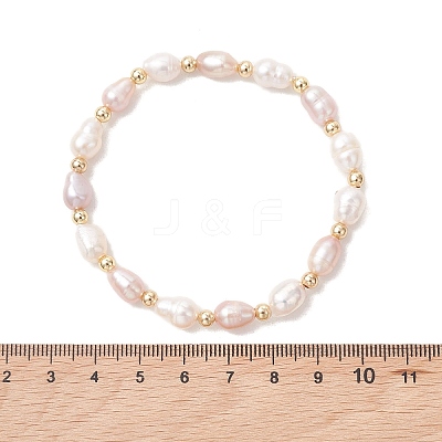 Natural Cultured Freshwater Pearl & 304 Stainless Steel Beads Stretch Bracelets for Women BJEW-JB13518-1