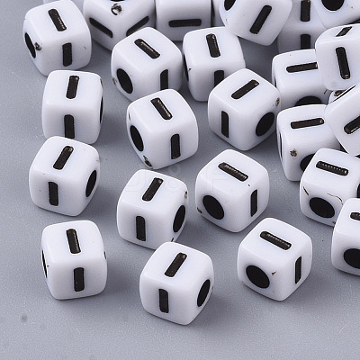White Opaque Acrylic Beads MACR-R869-02I-1