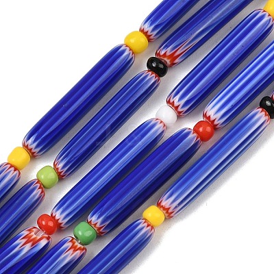 Handmade Lampwork Chevron Beads LAMP-Z019-01-18-1