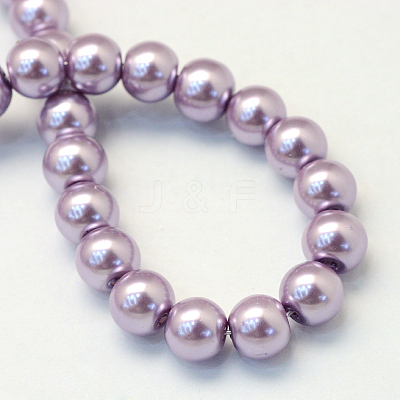 Baking Paint Pearlized Glass Pearl Round Bead Strands X-HY-Q330-8mm-44-1